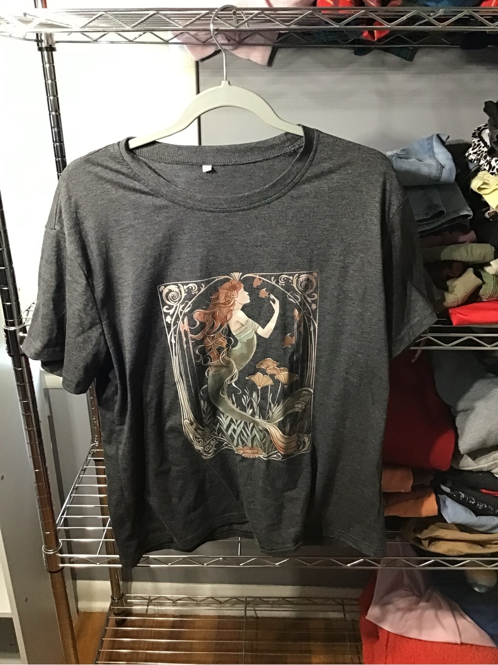 Charcoal Graphic Mermaid Crewneck Tee